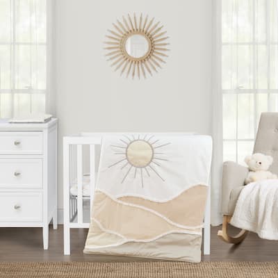 Sweet Jojo Designs Boho Desert Sun Taupe Boy Girl Gender Neutral Unisex 3pc Mini Crib Bedding Set Beige Ivory Bohemian Mountain