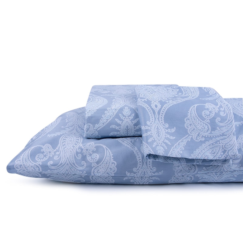 Bahar Baroque Azure Jacquard Cotton Duvet Set of 3