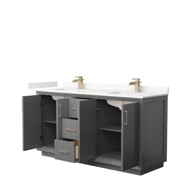 Strada 66-inch Double Vanity, Quartz Top