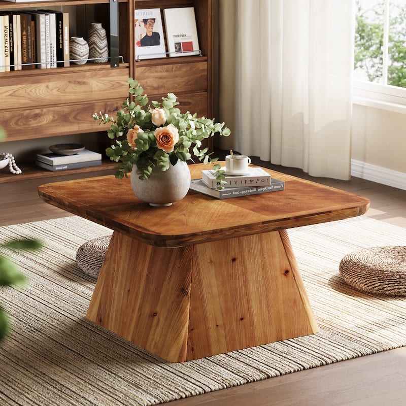 Solid Wood Square Coffee Table, Living Room Center Cocktail Accent Table