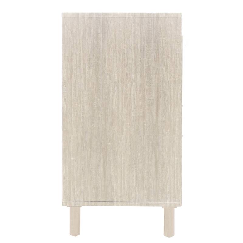 Rustic Style Living Room Storage Cabinet with Rattan Decorative Doors
