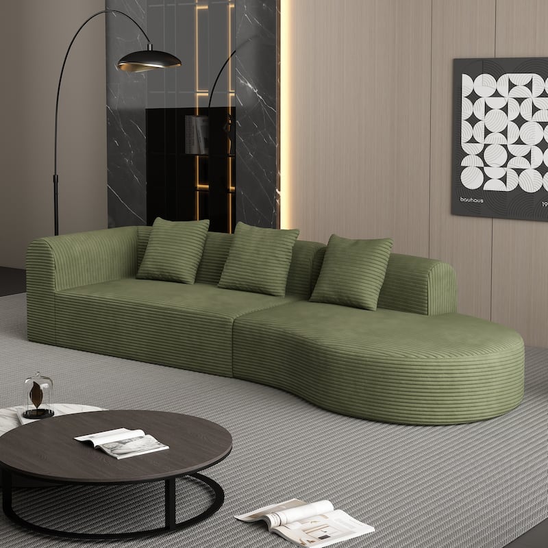 123*37" Extra Large 4-Seat Deep Corduroy Modular Sofa