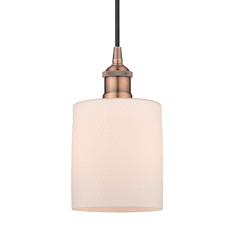 Innovations Lighting 616-1P-10-5 Cobbleskill Pendant Cobbleskill 5" - Antique Copper / Matte White