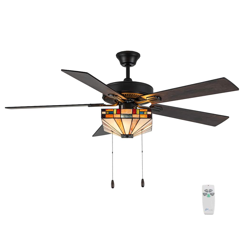 Reid River of Goods 5-blade 52-inch Indoor Tiffany-style Ceiling Fan with Shade and Remote Control