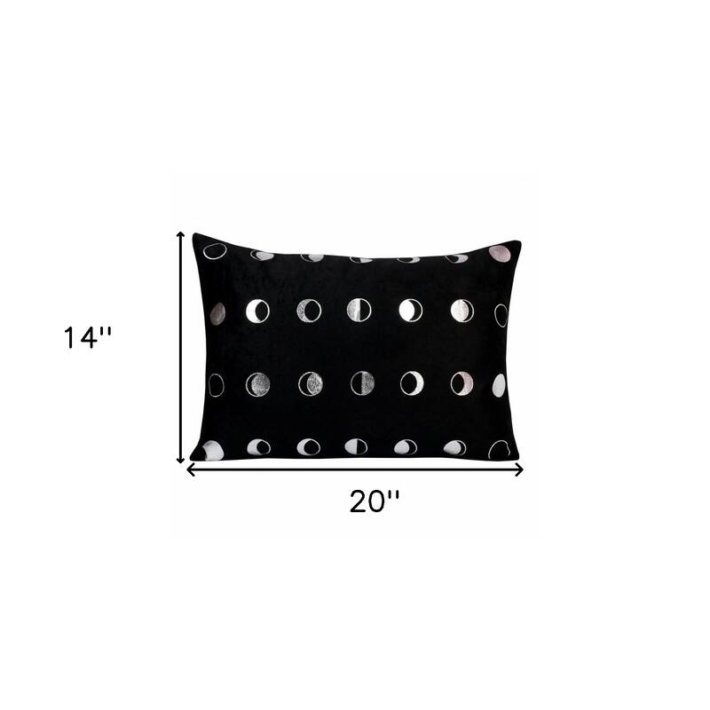 14" X 20" Black and Silver Throw Pillow