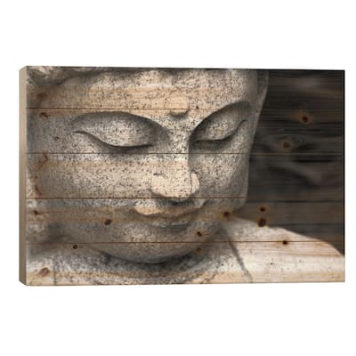 Chinese Buddha Print On Wood by Unknown Artist - Multi-Color