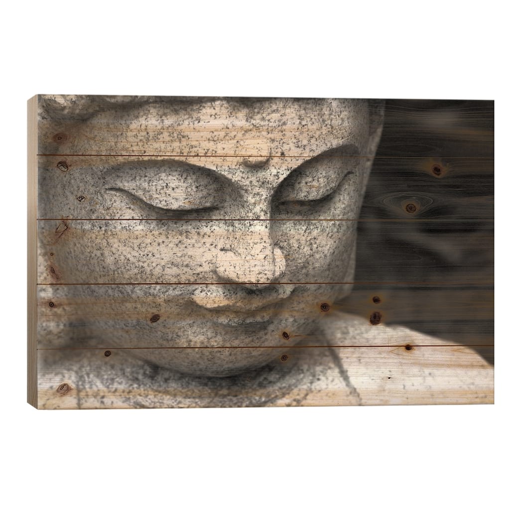 Chinese Buddha Print On Wood by Unknown Artist - Multi-Color