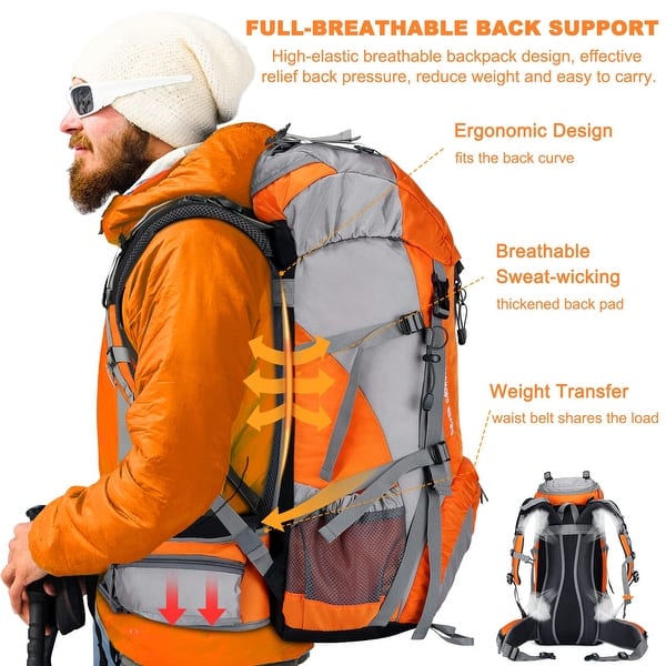 50L Hiking Backpack, Waterproof Camping Essentials Bag with Rain Cover,  45+5 Liter Lightweight Backpacking Back Pack - Bed Bath & Beyond - 40365807