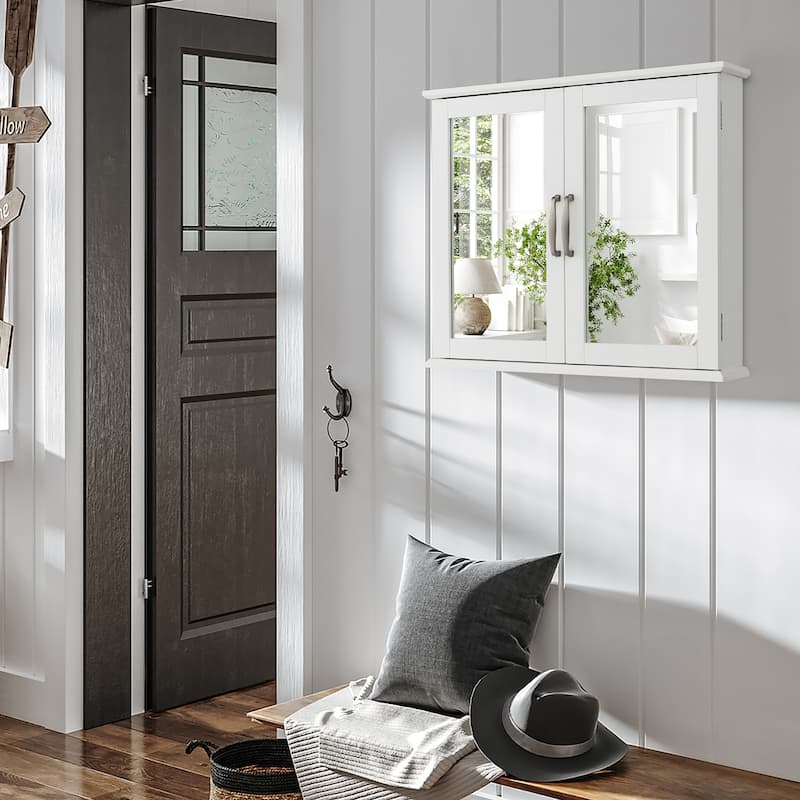Wall Mounted Bathroom Mirror Cabinet Medicine Cabinet w Mirror Doors