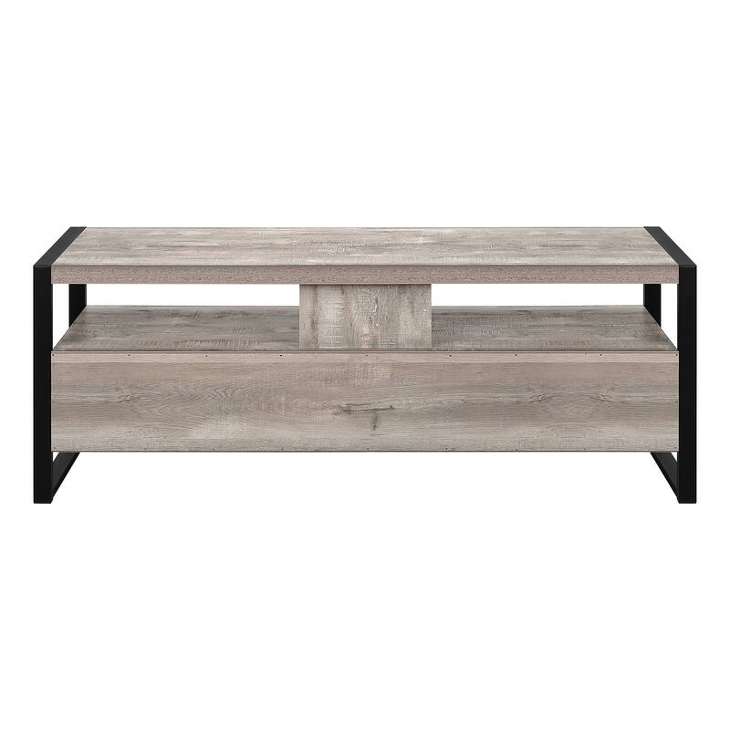 Contemporary TV Stand with Storage Drawers, 60 Inch Media Console, Black Metal, Fits 80-Inch TV, Modern Design
