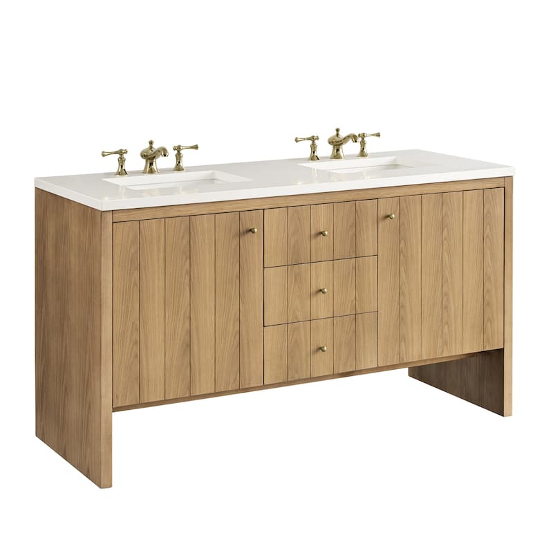 James Martin Vanities 435-V60D-3WZ Hudson 60" Free Standing Double - Light Natural Oak - Oak Finish