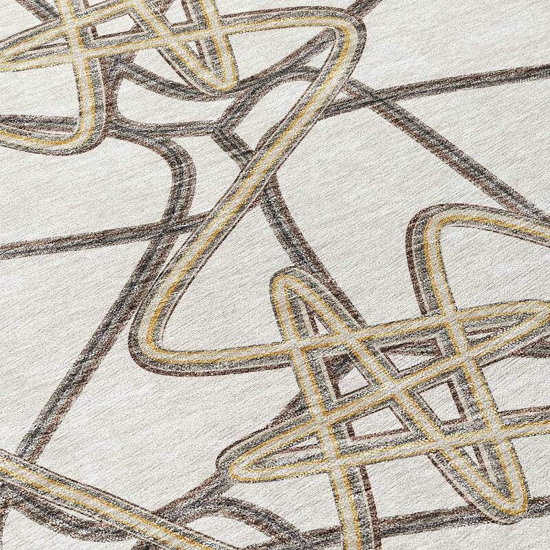 Machine Washable Indoor/ Outdoor Contemporary Links Chantille Rug
