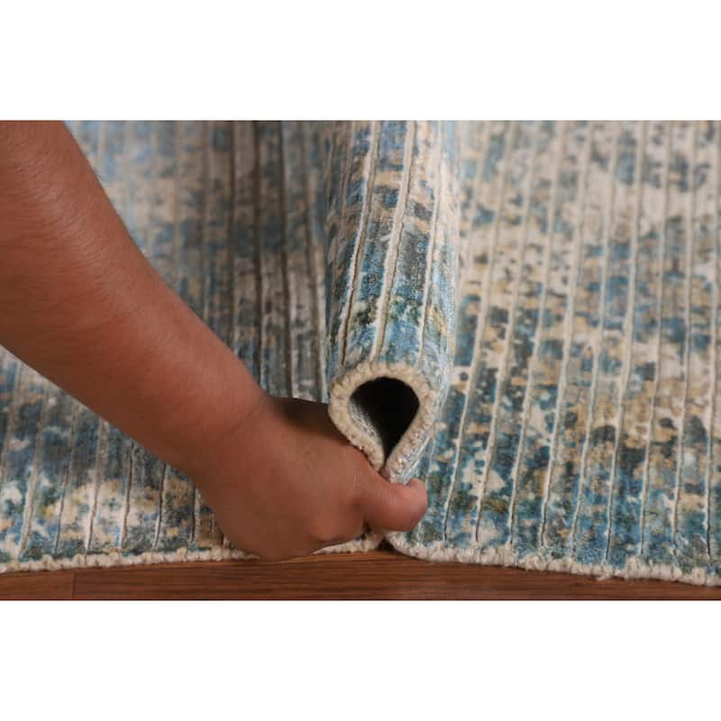 Striped / Abstract Area Rug Hand-Knotted Wool Carpet - 5'6"x 7'8"