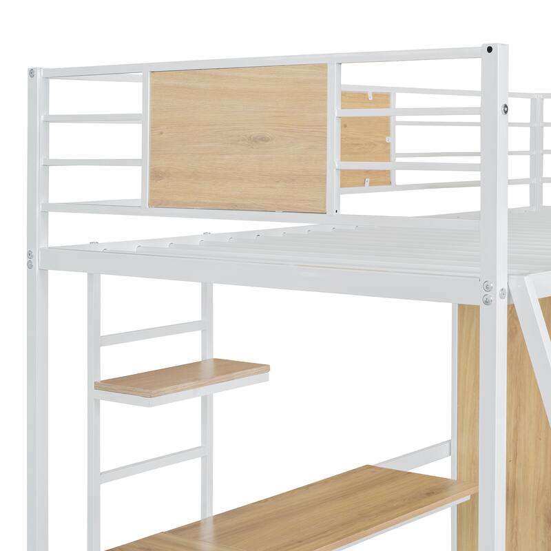 Loft bed with L-shape Desk and Wardrobe