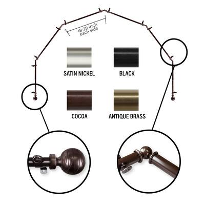 InStyleDesign 13/16" Desmond 6-Sided Bay Window Curtain Rod (18-28 inch each side)