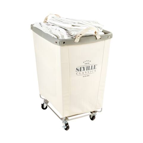 Seville Classics Commercial Grade Heavy-Duty Extra Large Canvas Laundry Basket Hamper with Wheels, 22" D x 16" W x 27" H