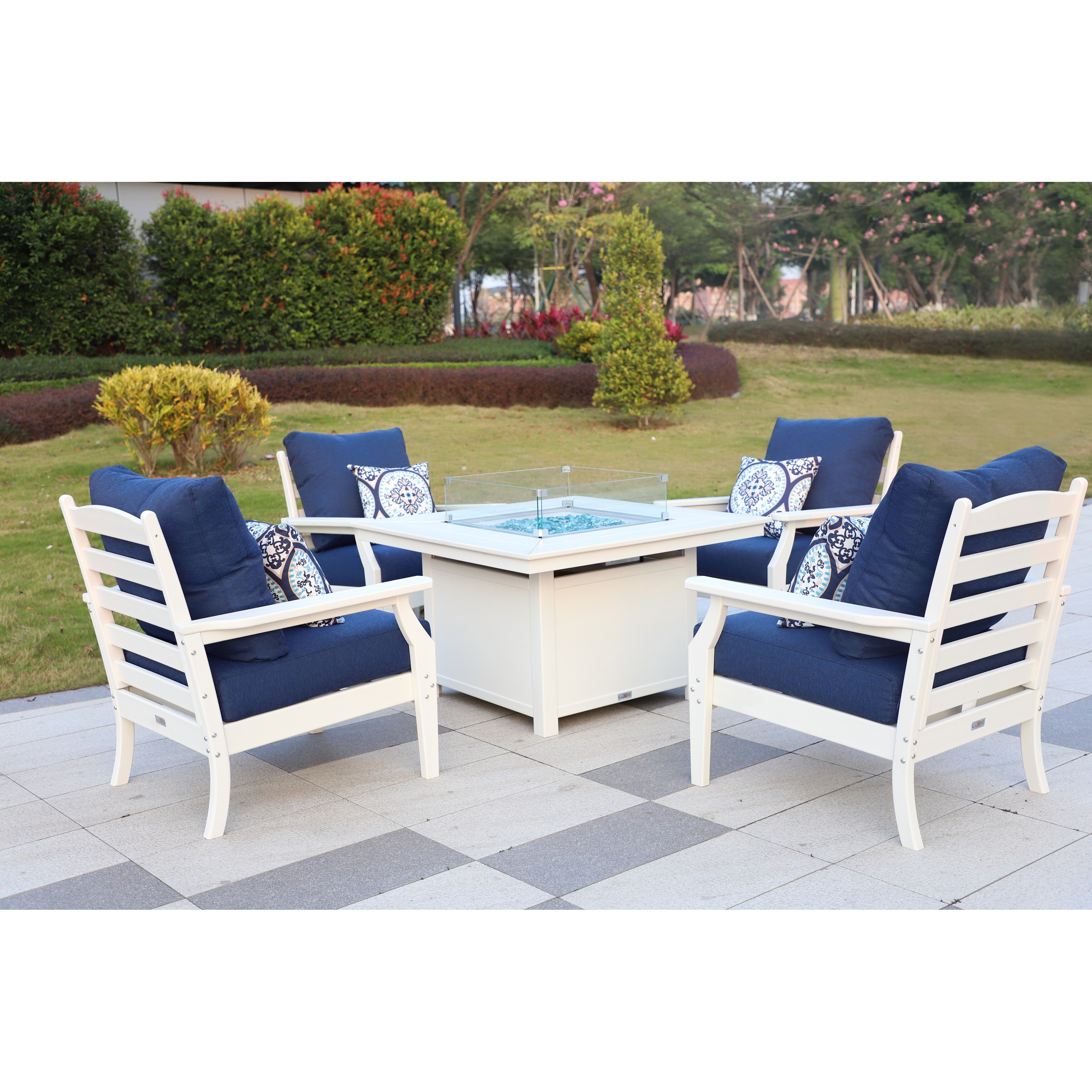LuXeo 25 inchH x 42 inchW Square Poly FirePit Table
