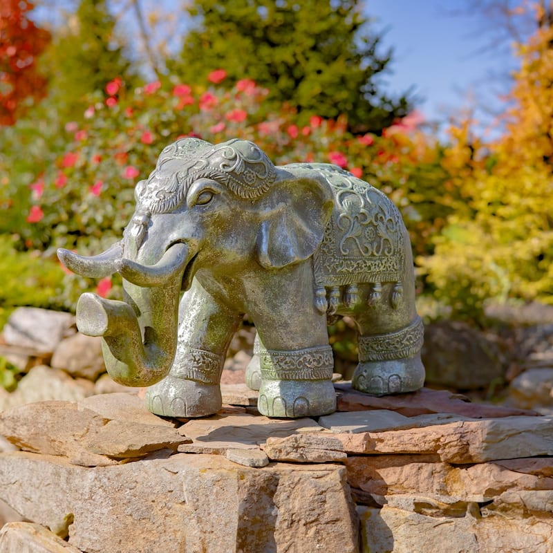 Boho Elephant Statue - 25.2"x10.6"x15.7"