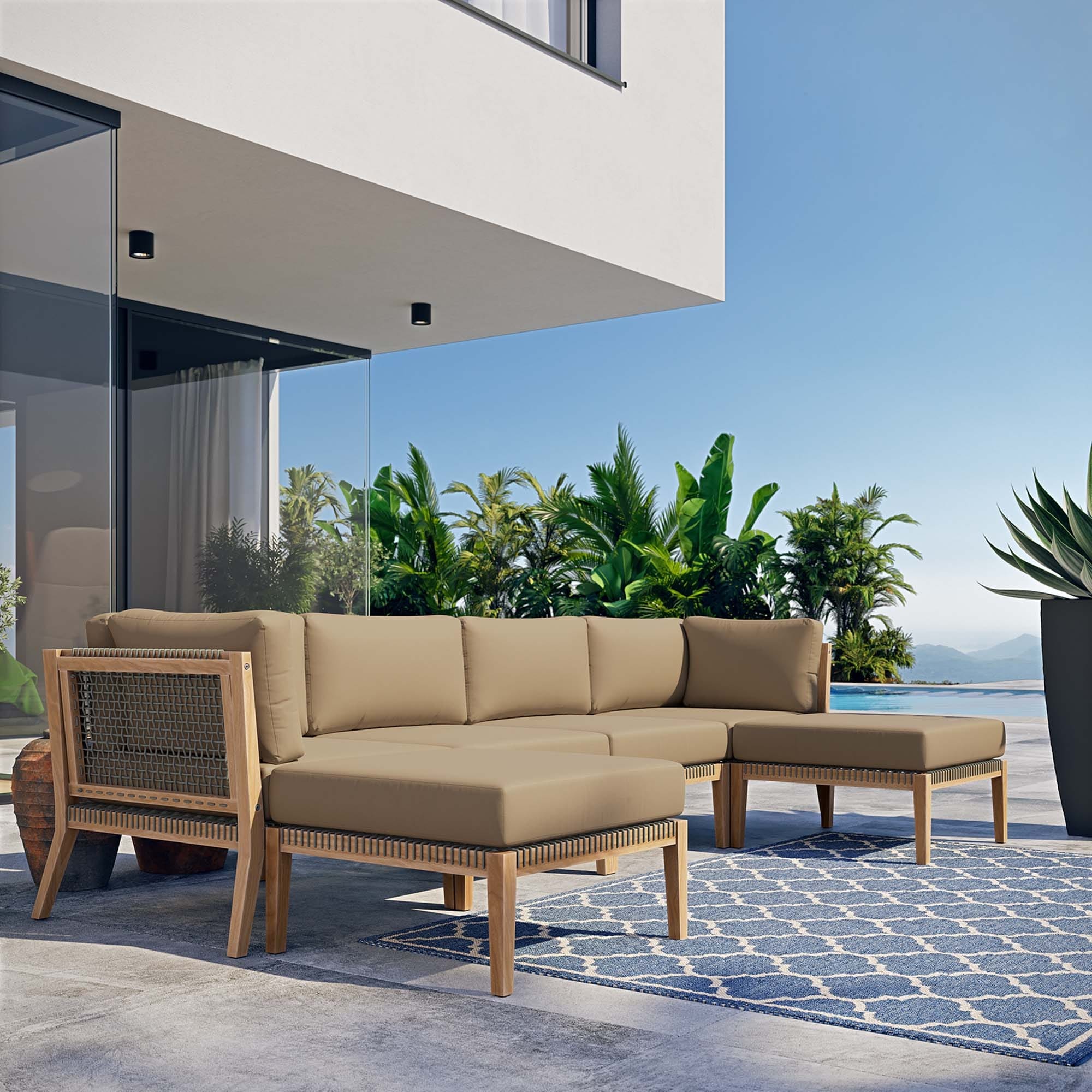 Teak outdoor online sectional sofa