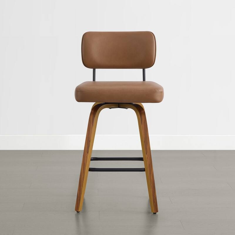 Spruce & Spring 26" Swivel Bar Stool with Bentwood Back or PE Rattan Back