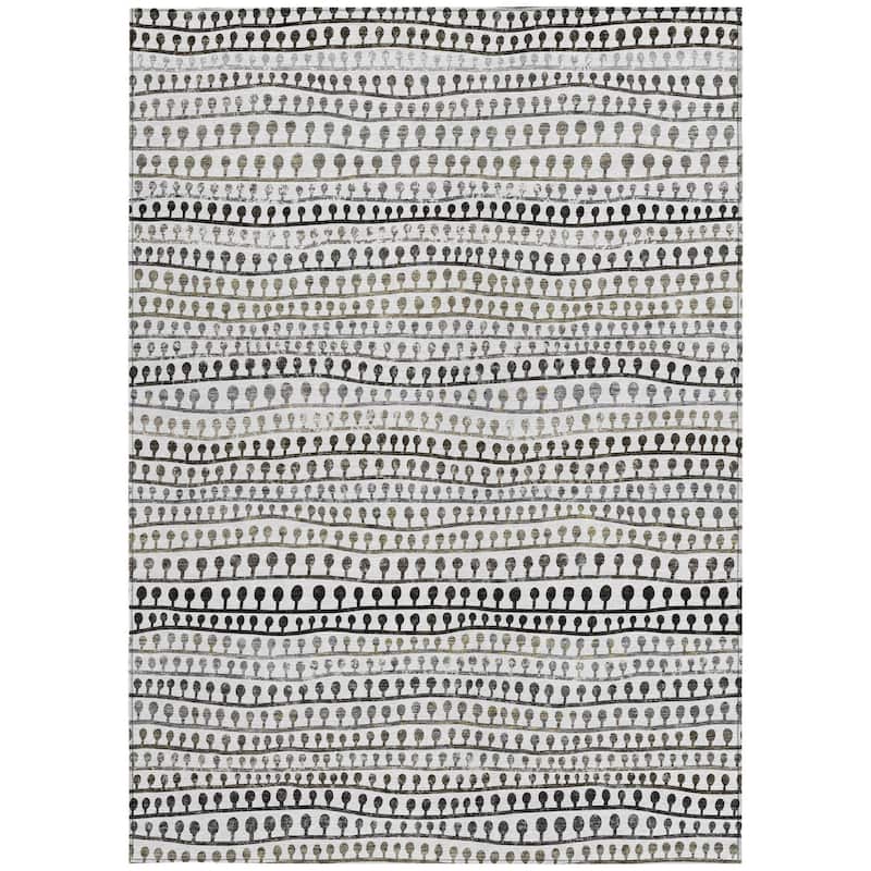 HomeRoots Striped Transitional Rectangle Outdoor Rug