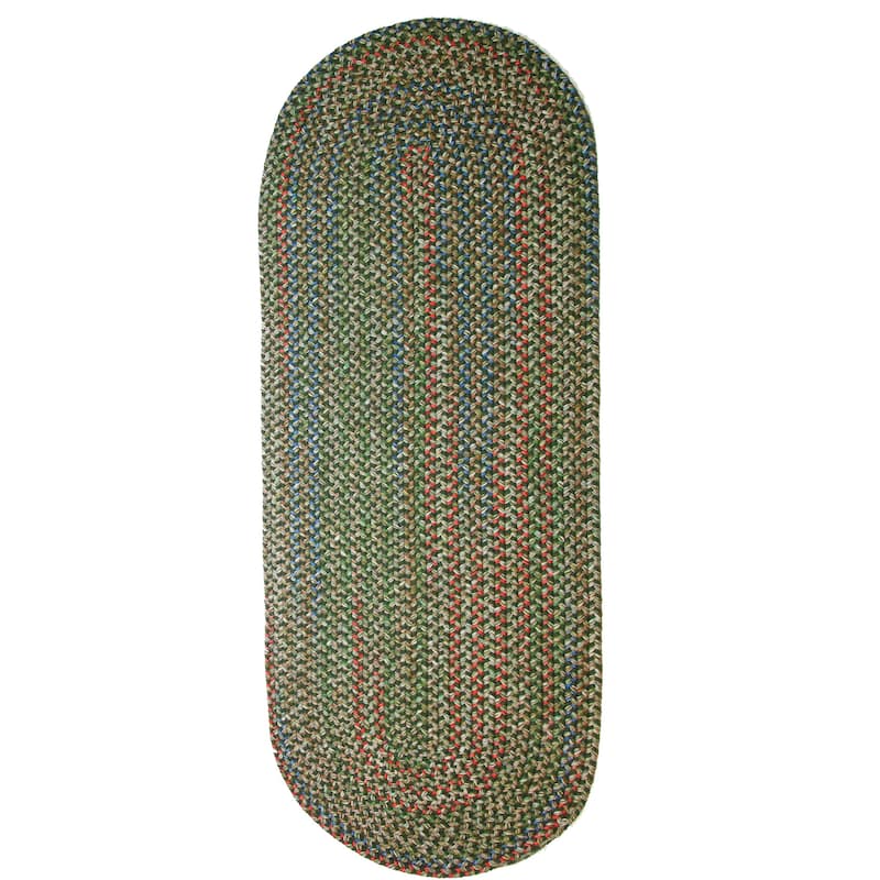 Rhody Rug Katie Indoor/ Outdoor Braided Area Rug - Sage - 2' x 8' Runner