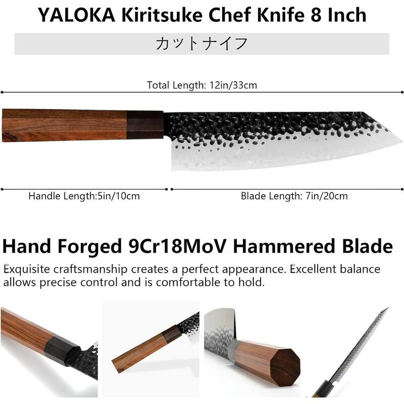 8" Gyuto Chef Knife, SG2 Steel Tsuji Hammered, Japanese Gift Ready
