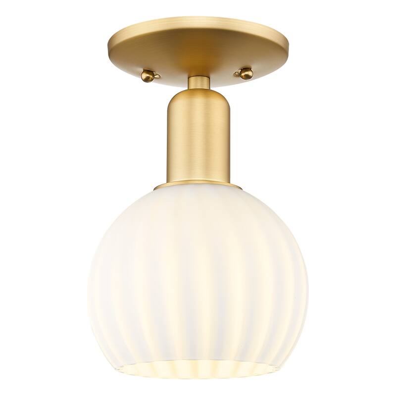 Innovations Lighting Endless Possibilities Arcadia - White Venetian - 1 Light 6" Semi-Flush Mount - Satin Gold