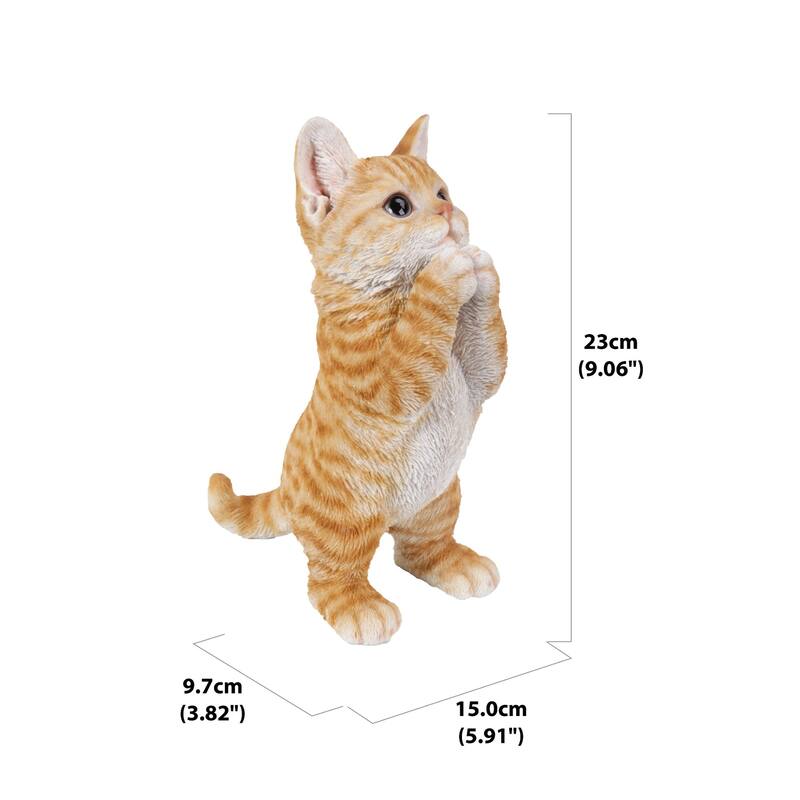9" Playing Tabby Kitten Outdoor Garden Statue