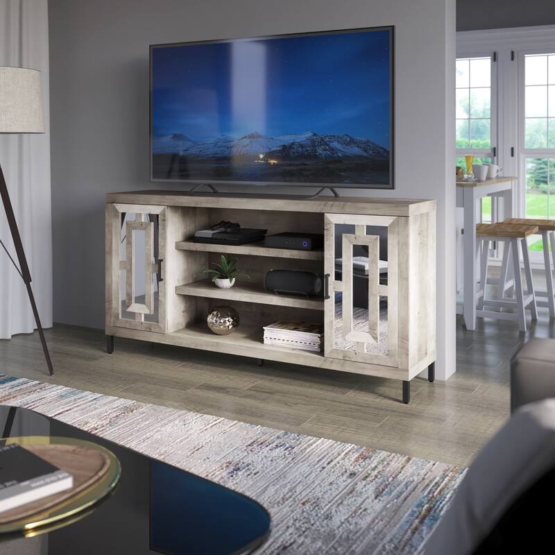 68" TV Stand with Mirrored Doors