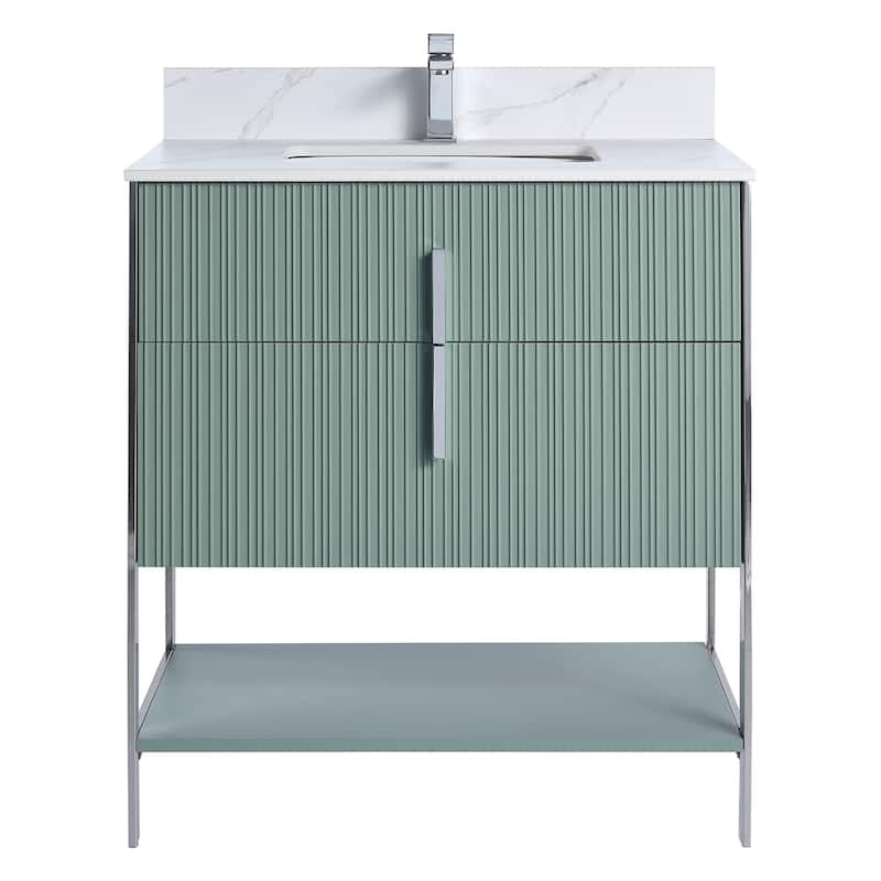 Fine Fixtures Serenity Modern Bathroom Vanity with White Carrara Stone Top