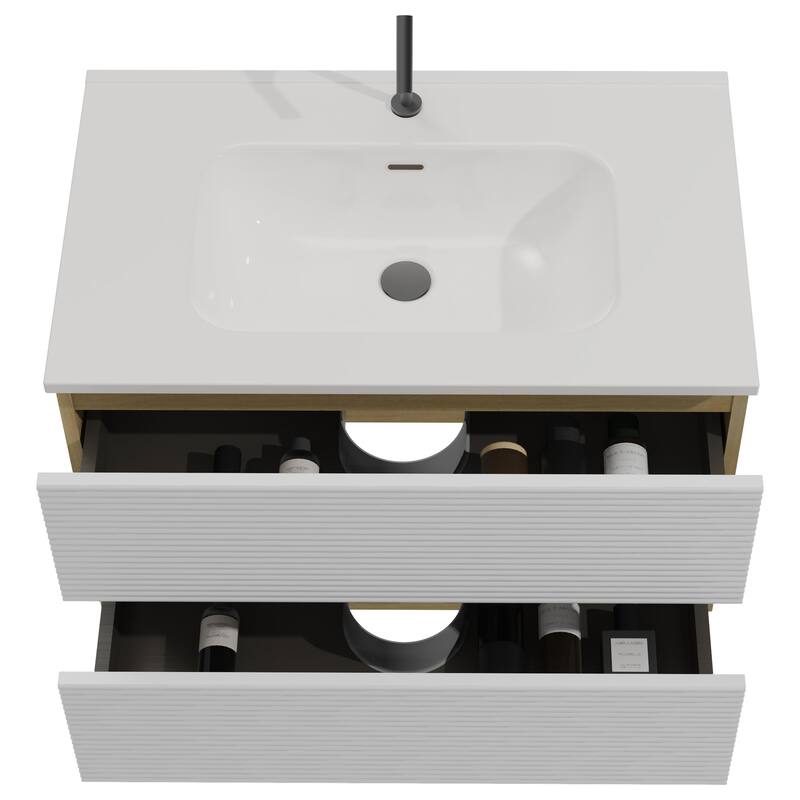GDFStudio - Gloria Floating Bathroom Vanity with Integrated Ceramic Sink and Soft-Close Storage