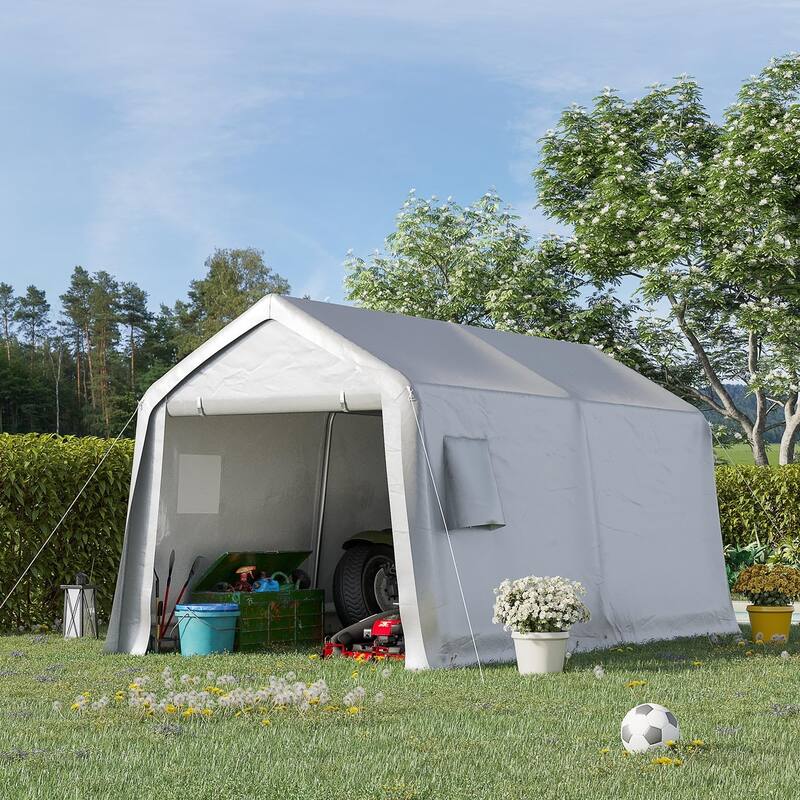 EROMMY Portable Garage, Heavy Duty Carport with All-Steel Metal Frame and Round Style Roof