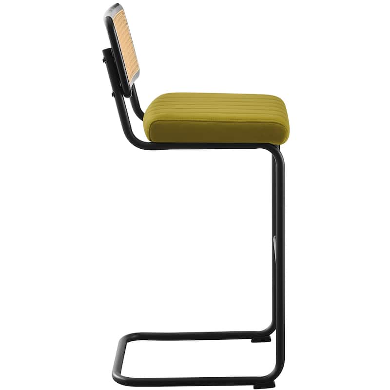Velvet Upholstered Rattan Counter/Bar Stools, Set of 2/3