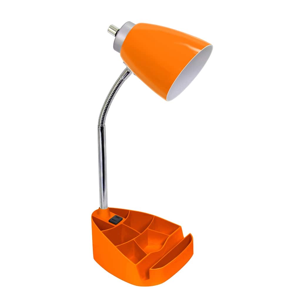 18.5 in. Chrome Finish Table Lamp with Orange Shade, Desk Lamp for Writing and Computer Desks