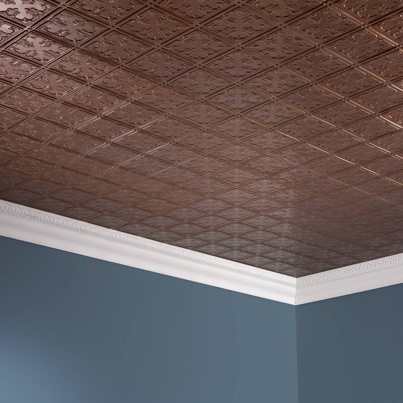 FASÄDE Traditional Style 10 Decorative Vinyl 2ft x 4ft Glue Up Ceiling Panel in Antique Bronze (5 Pack)