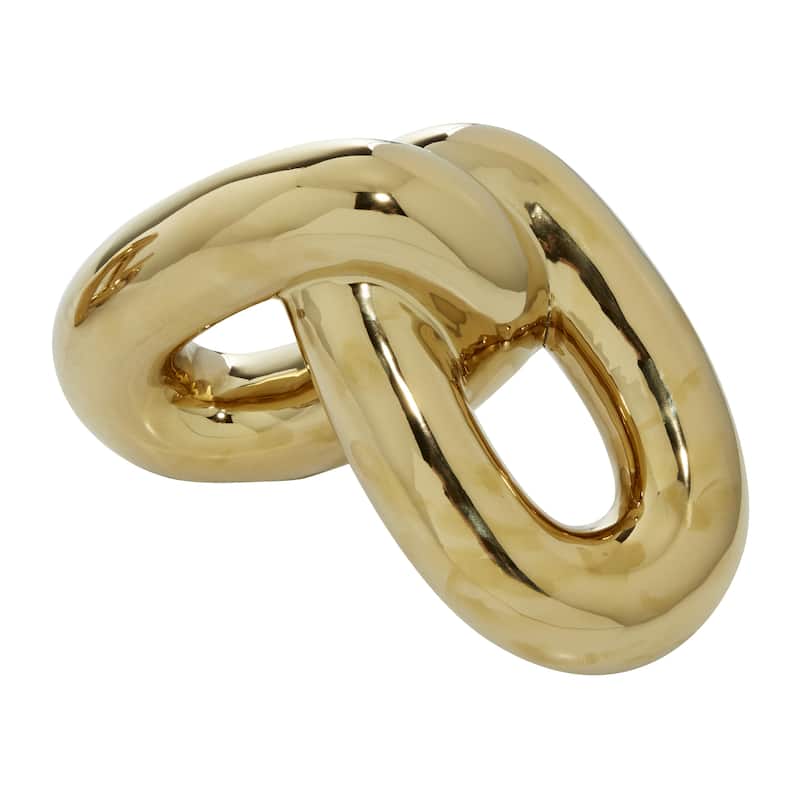 Porcelain Ceramic Chain Decorative Sculpture - Set of 2 Gold, Silver - CosmoLiving by Cosmopolitan