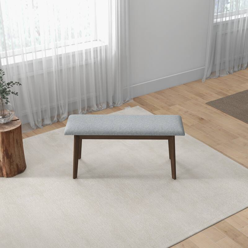 Carlos Fabric Upholstered Solid Wood Bench - Grey