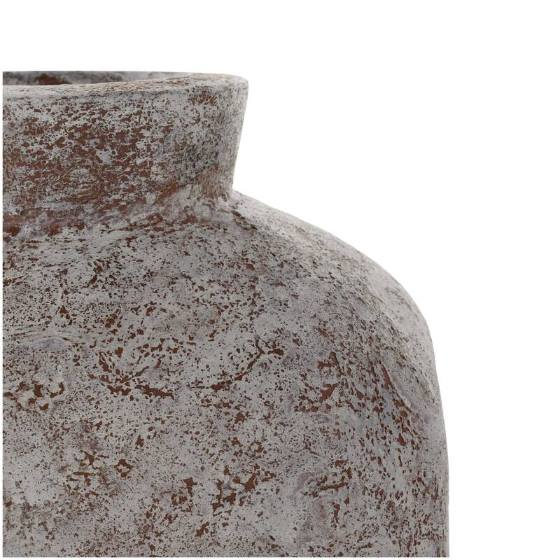 Ceramic Antique Style Textured Square Decorative Vase - Brown - Roche River Decor