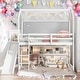 preview thumbnail 13 of 22, Twin Size Wood House Loft Bed with Slide, Storage Shelves, Light, and Climbing Ramp White
