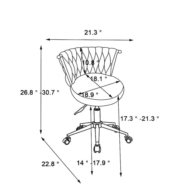 Office Desk Chair, Upholstered Home Office Desk Chairs with Adjustable Swivel Wheels, Ergonomic