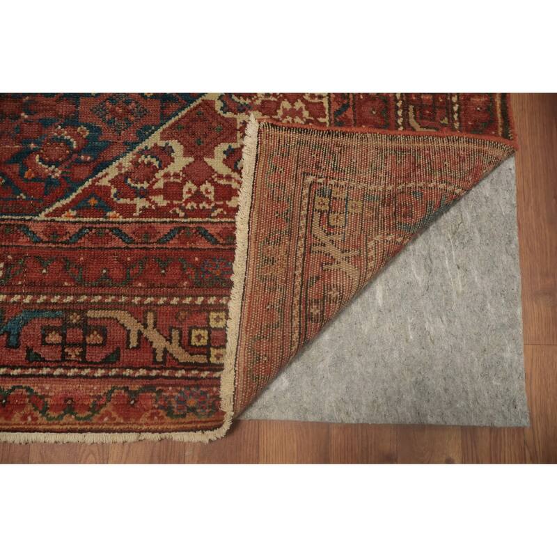 Hand Knotted Oriental 100% Wool Carpet Traditional Geometric Navy Blue & Blues Malayer Area Rug - 6' 8'' X 4' 4''