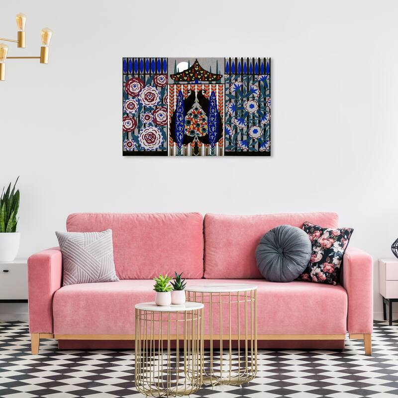 Wynwood Studio Canvas Abstract PORTAE ROSA Blue and Dark Blue Traditional Wall Art Canvas Print - 24 x 36