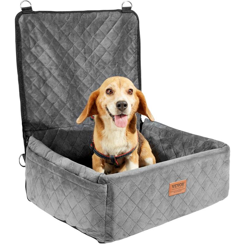Dog Car Seat, Dog Booster Seat for Car with Side Handles and A Storage Pocket - 40lbs capacity, Grey