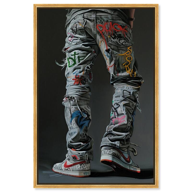 Graffiti Jeans and Sneakers Canvas by Art Remedy - Gold - 10" x 15"
