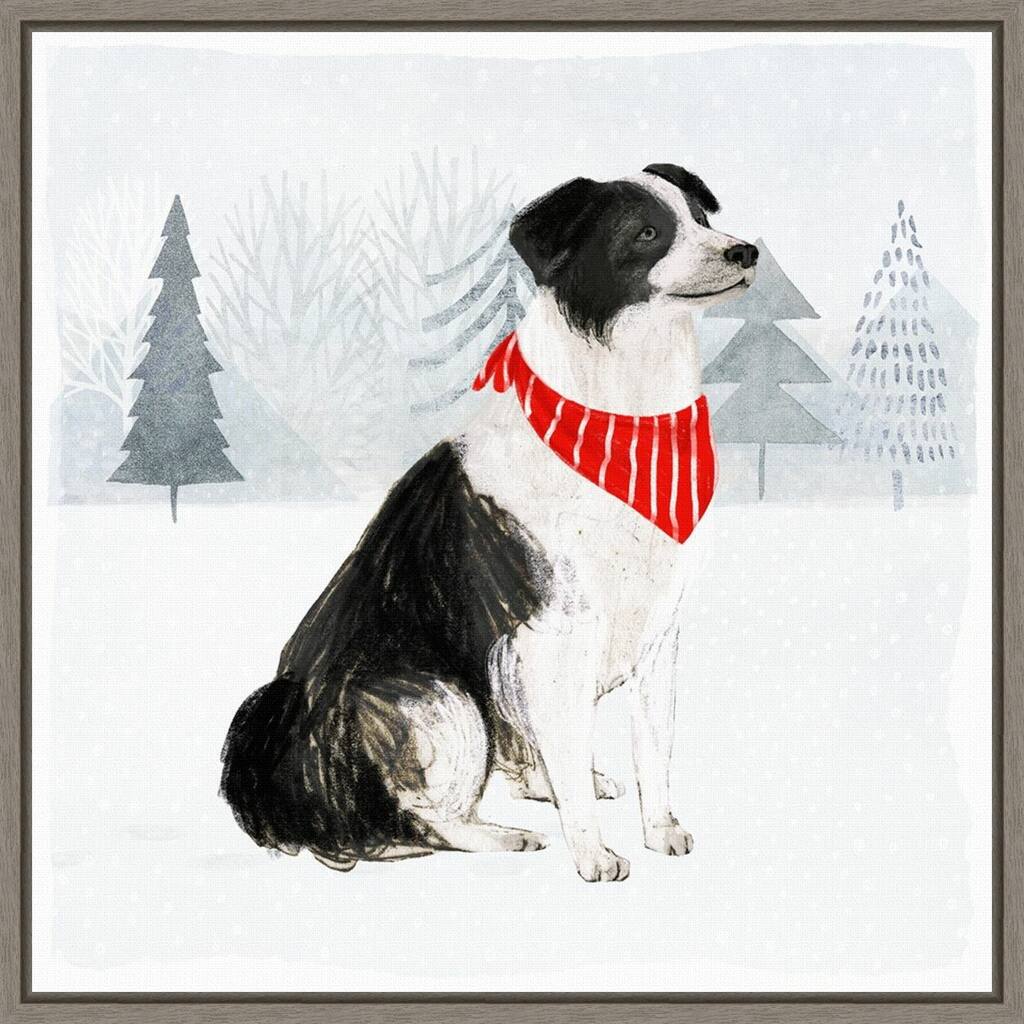 Christmas Cats and Dogs II by Victoria Borges Framed Canvas Art