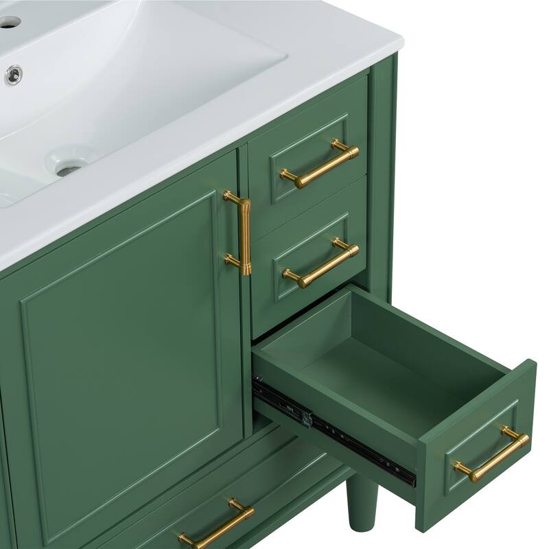 30" Freestanding Bathroom Vanity with Ceramic Sink