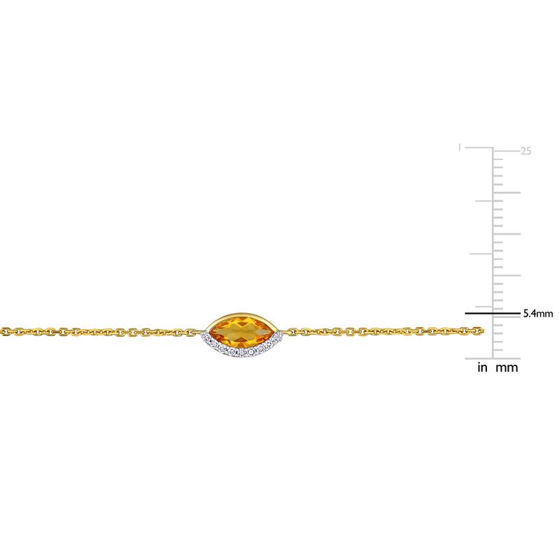 Miadora 2 1/2ct TGW Citrine and 1/4ct TW Diamond Station Necklace in 14k Yellow Gold