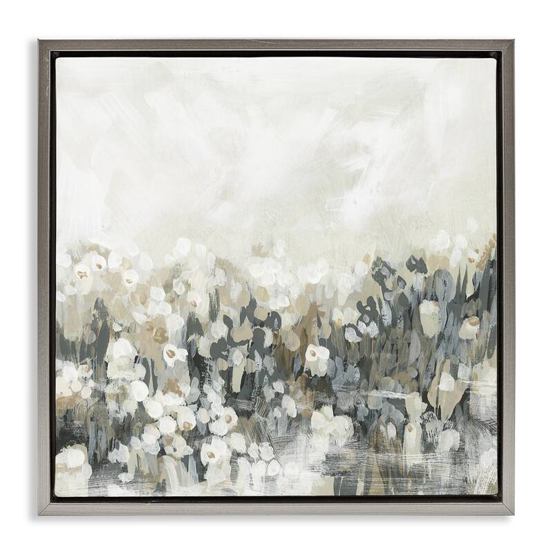 Stupell Grey Speckled Flowers Framed Floater Canvas Wall Art Design By June Erica Vess - 18 x 18 - Grey