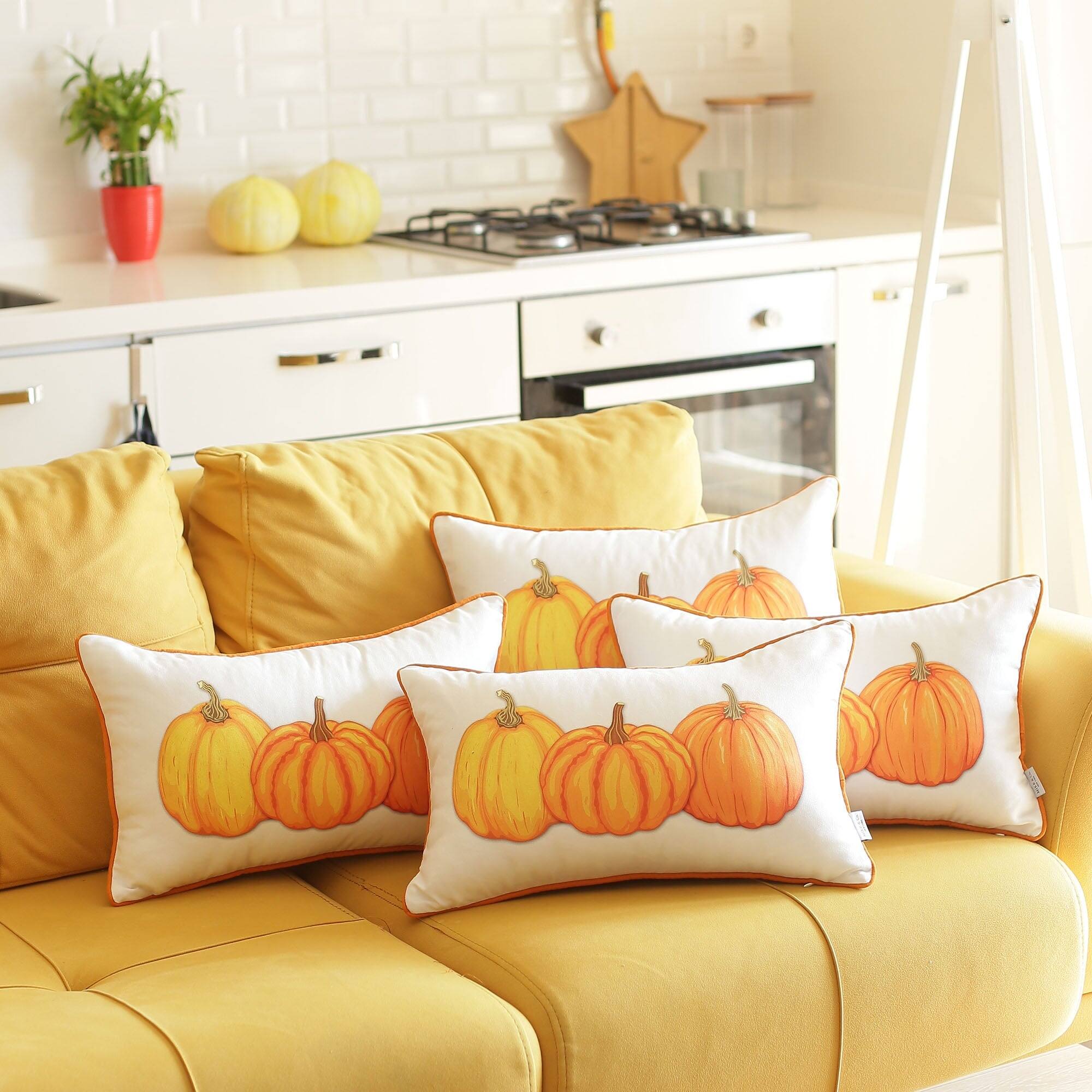 Fall Thanksgiving Decorative Throw Pillow Pumpkins Lumbar Set of 4 Bed Bath & Beyond 36254168